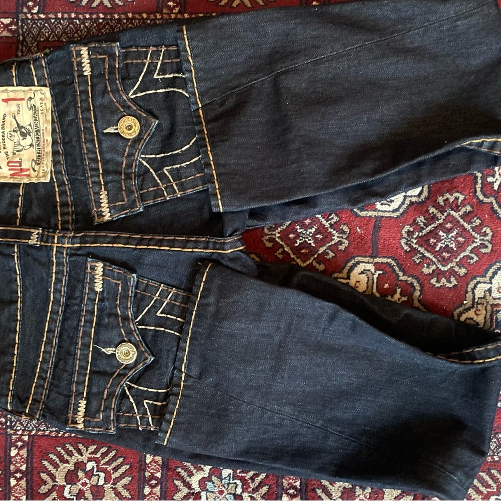 Dark Denim Jeans with Contrast Stitching